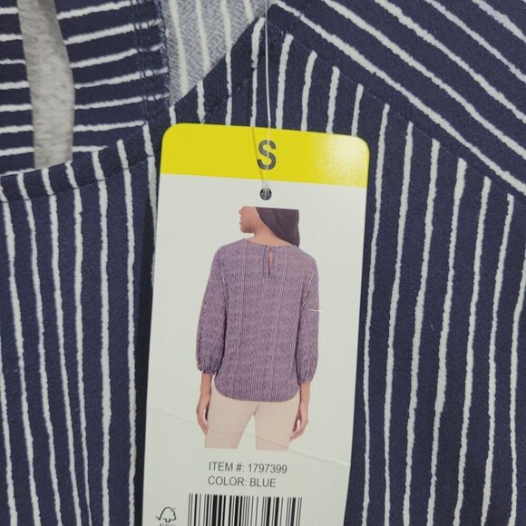 Adrianna Papell Black and White Striped Blouse - Picture 7 of 8